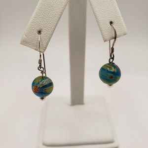 Millefiori Glass Bead Earrings